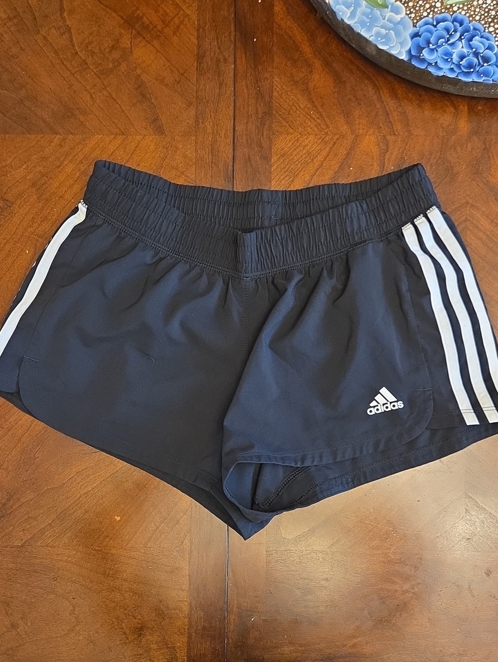 adidas Black Women's Athletic Shorts with White Three-Stripes